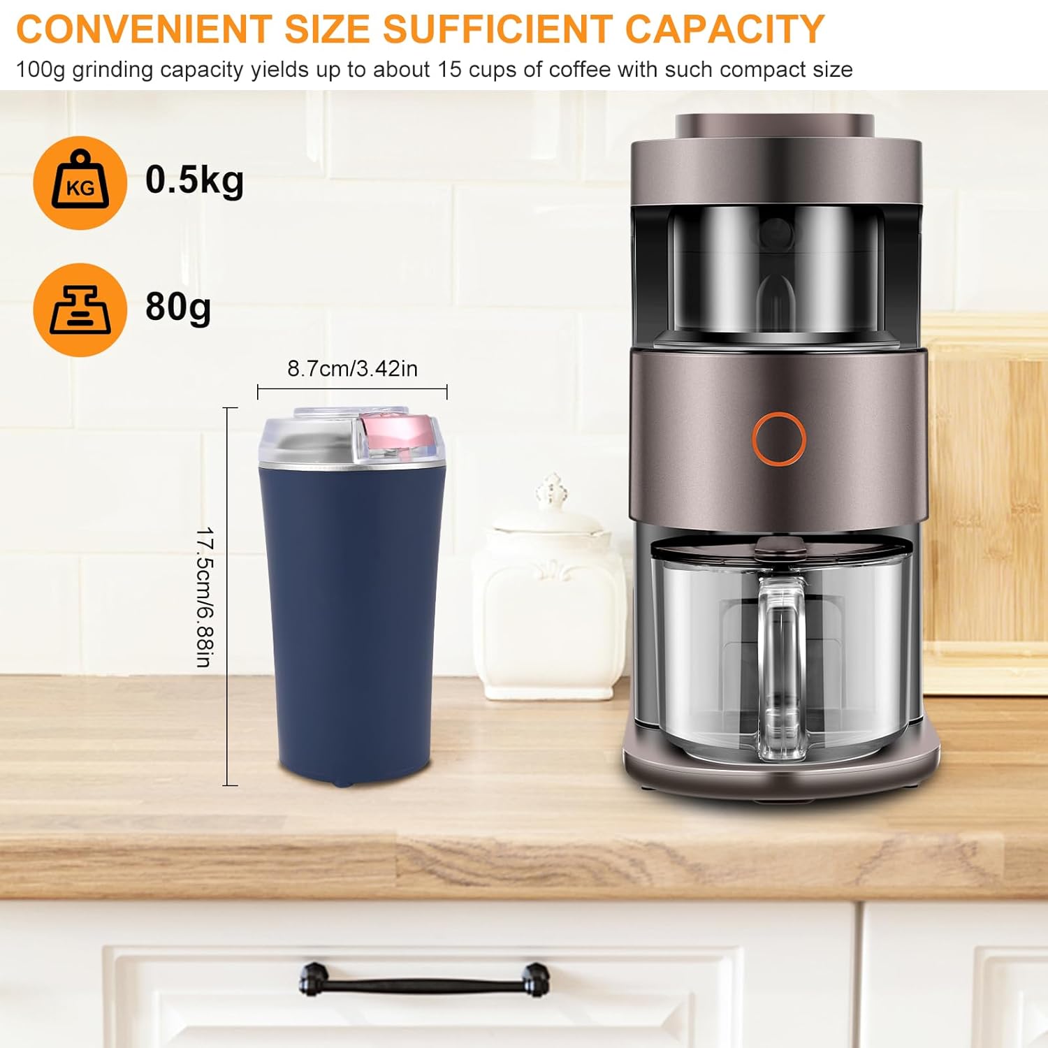 Gardino Electric Coffee Grinder | 200W Stainless Steel Blades | Multifunctional & Portable Grinder for Coffee Beans, Spices & Nuts