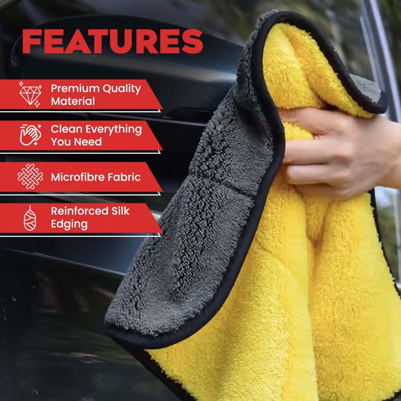 Microfiber Double-Layered Cleaning Cloth 40x40 cm – Extra Thick for Car, Bike, Auto Interiors & Exteriors