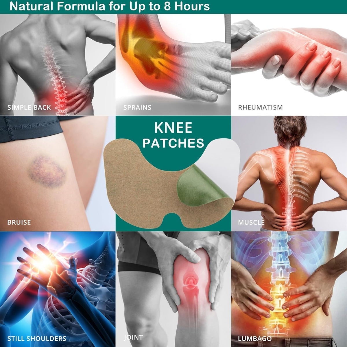 Herbal Knee Pain Relief Patch – Natural Chinese Heating Pads for Joint, Muscle & Arthritis Pain – Quick Relief Plaster for Back, Knee & Body Aches