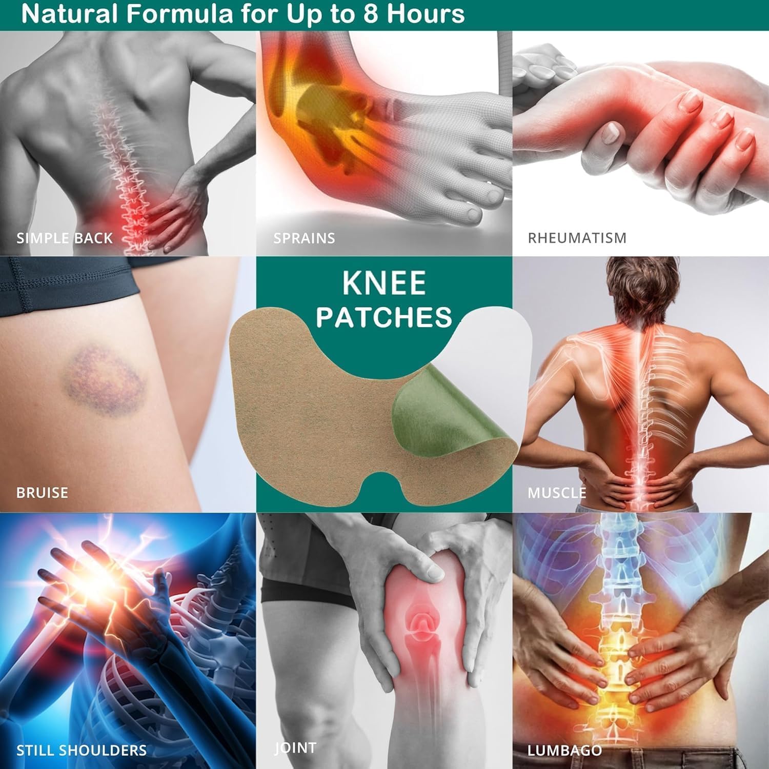 Herbal Knee Pain Relief Patch – Natural Chinese Heating Pads for Joint, Muscle & Arthritis Pain – Quick Relief Plaster for Back, Knee & Body Aches