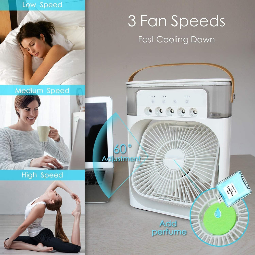 Portable Mini Air Conditioner – Quiet & USB Powered Personal Cooler with 3 Smart Speeds, 360° Adjustable Airflow & Timer for Home, Office & More