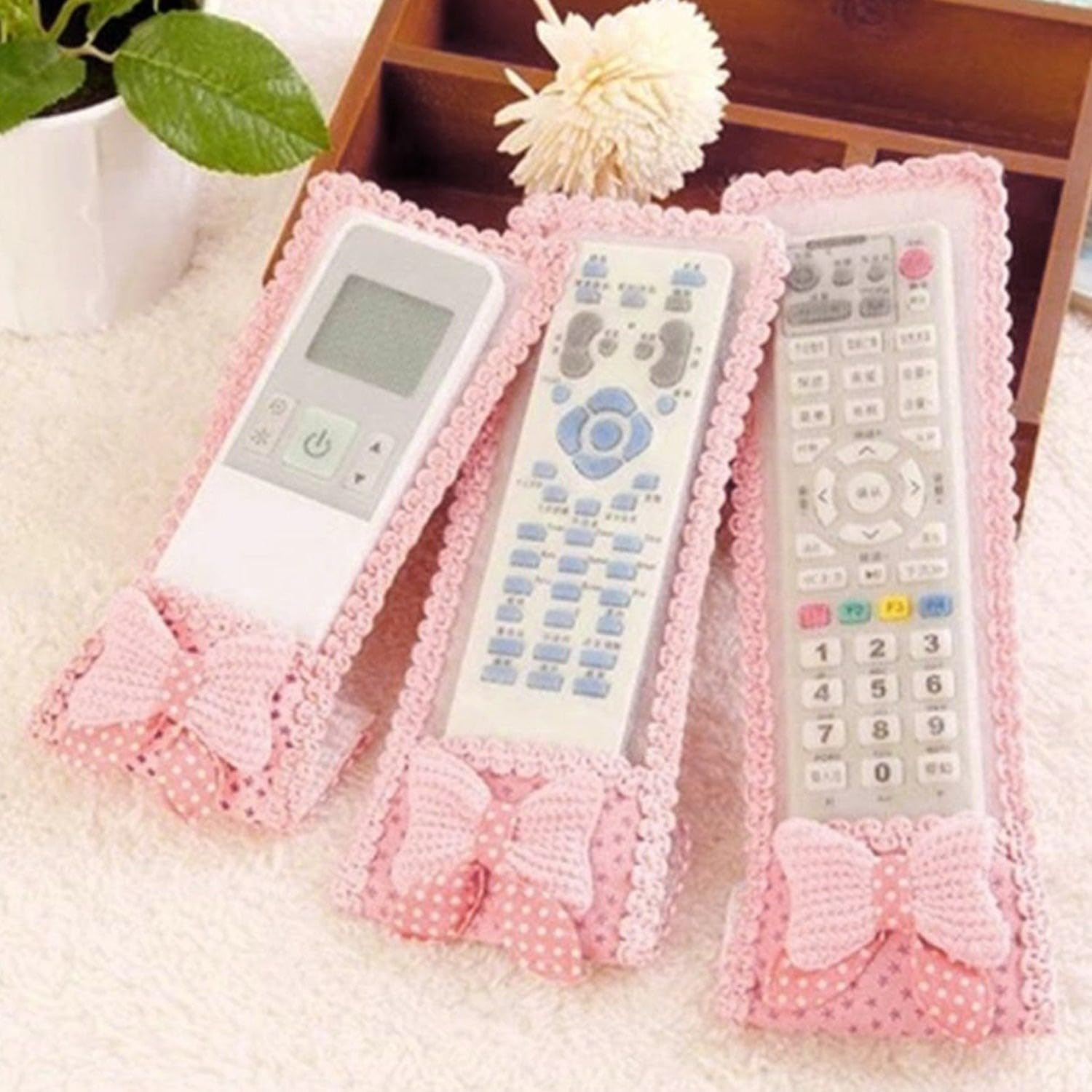 3Pc Remote Cover Set – Bow Knot Dust Covers for TV, AC, DTH, D2H, and More