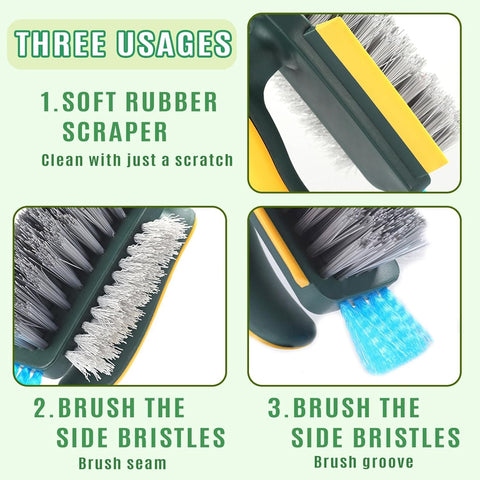 Grout Cleaner Brush 4-in-1 with Squeegee – Multifunctional V-Shape Gap Scrub Brush for Crevice, Corner, Window, Sink, Kitchen, and Bathroom Cleaning