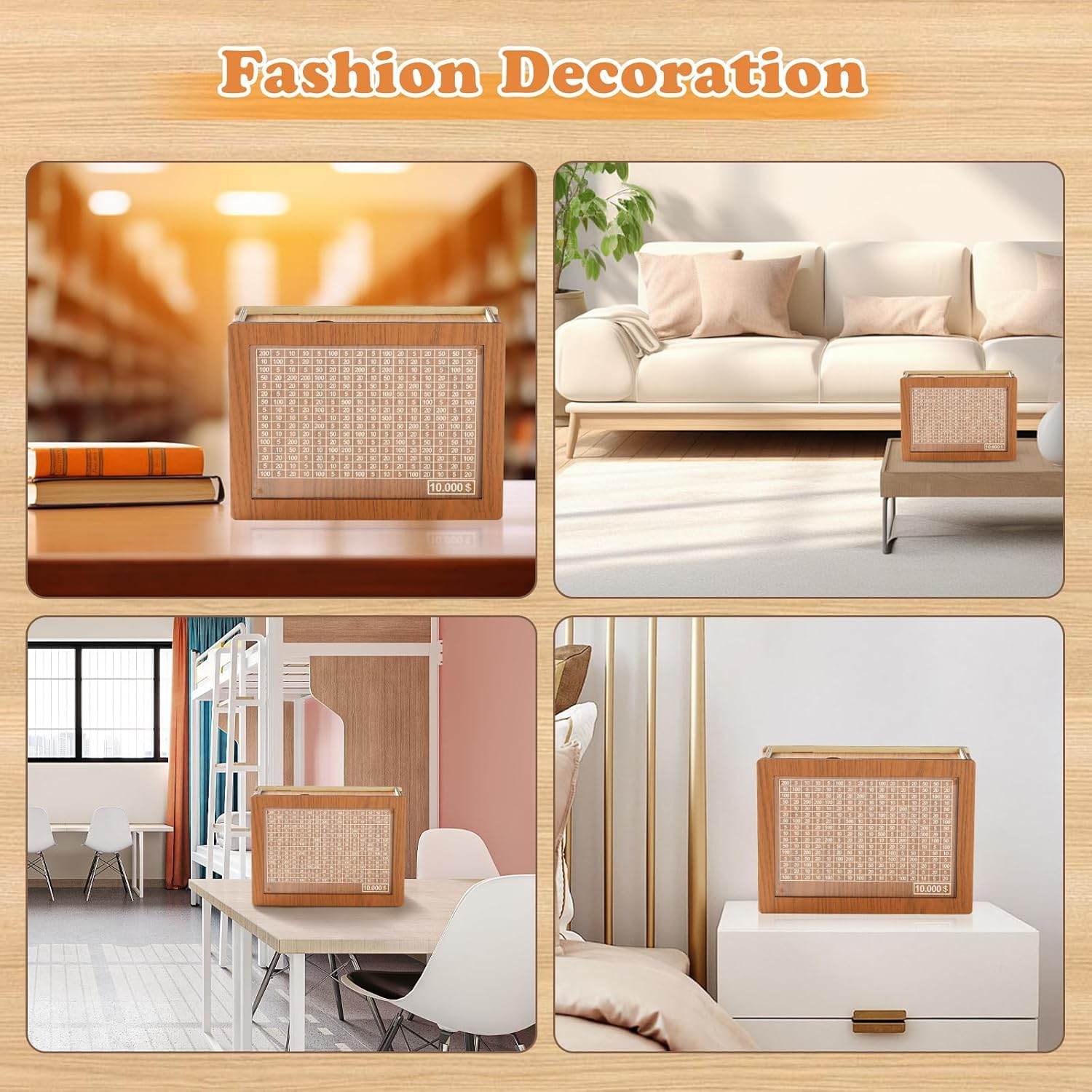 Wooden Piggy Bank | Carved Money Box for Kids & Adults | Savings Coin Box