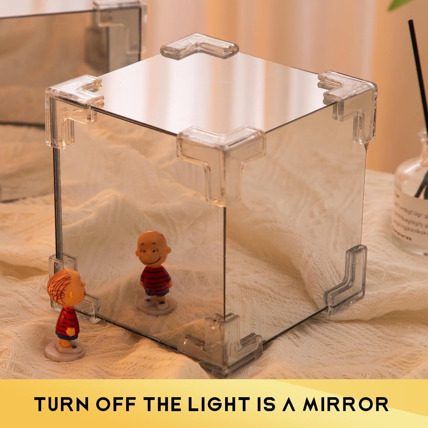 GARDINO Infinity Mirror Tulip Cube LED Lamp - 20 LED Flower Lights, Dual-Purpose Tabletop & Mirror Decor