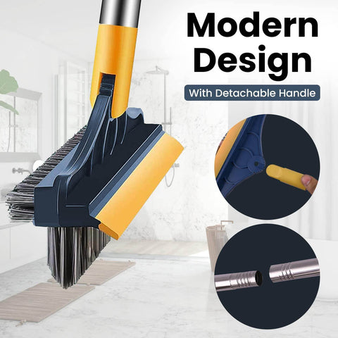 2-in-1 Bathroom Cleaning Brush with Floor Scrubber & Wiper 120 Rotating Head Long Handle Perfect for Cleaning Hard Floors