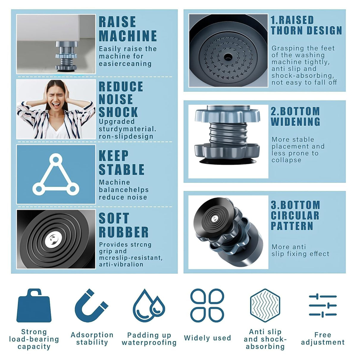 Anti-Vibration Pads for Washing Machine – Shock Absorber & Noise Cancelling Stand (400g)