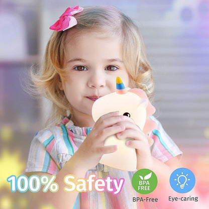 Silicone Unicone Night Light Rechargeable Led Lamp with 7-Color Breathing Modes, Touch Sensor Control
