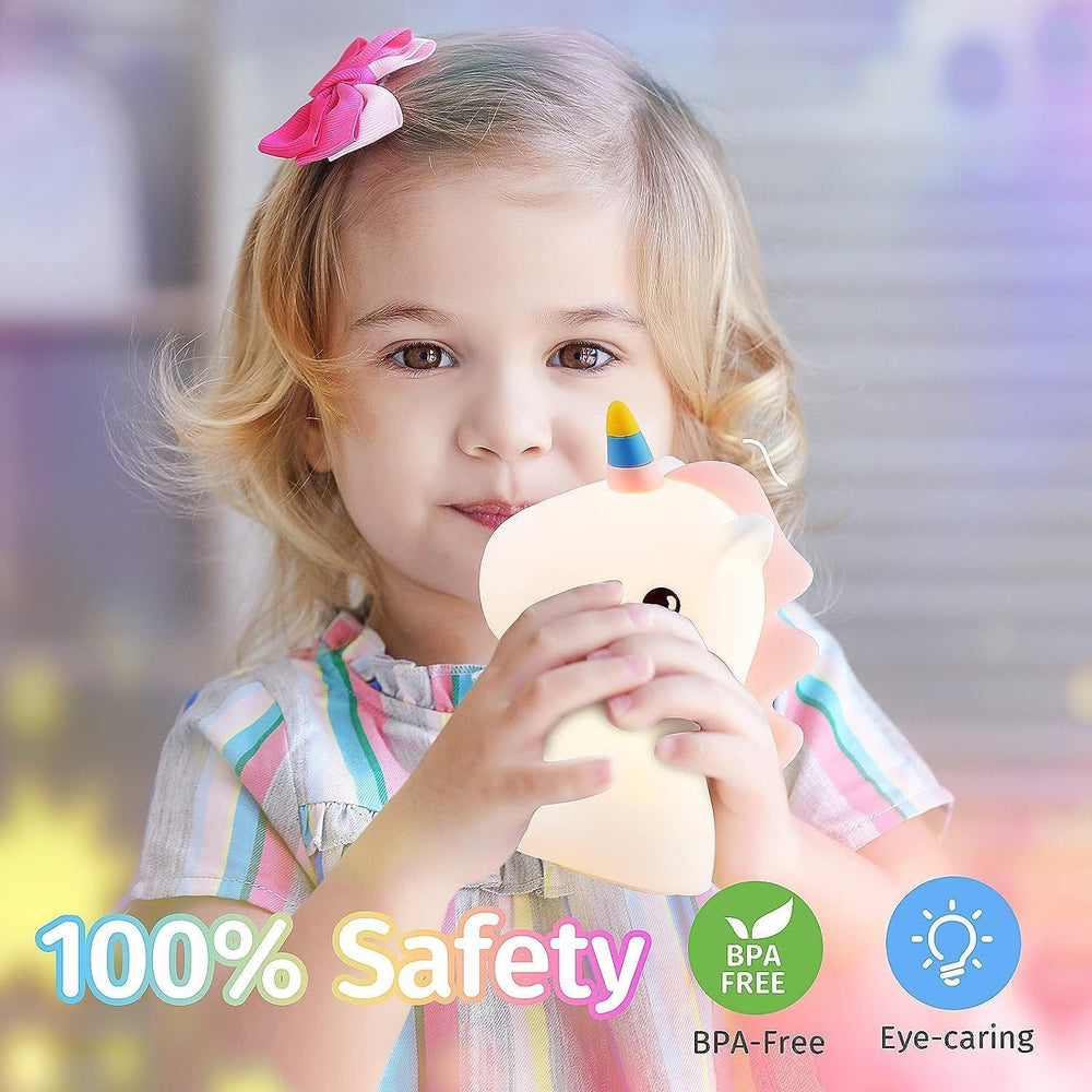 Silicone Unicone Night Light Rechargeable Led Lamp with 7-Color Breathing Modes, Touch Sensor Control