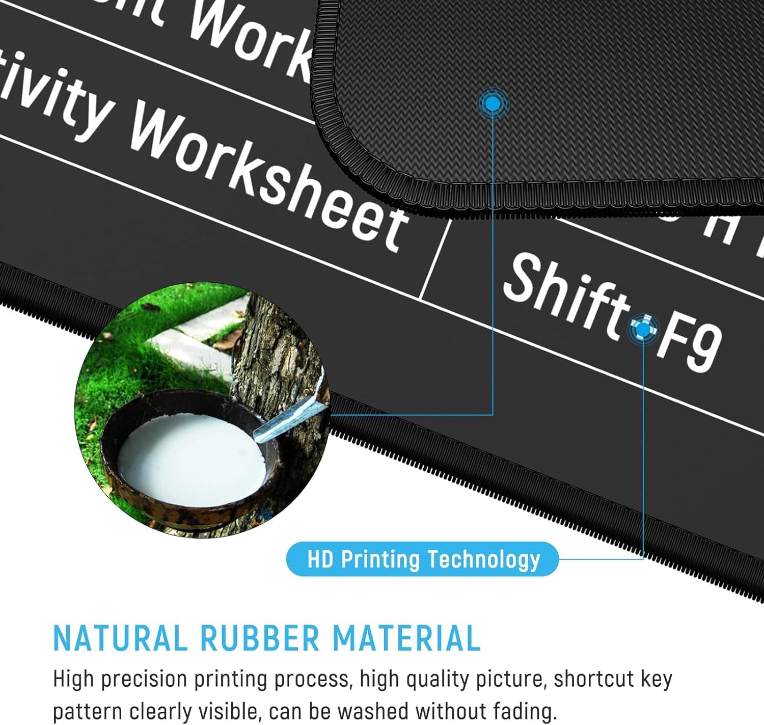 Anti-Slip Keyboard Pad | Office & Excel Shortcuts Cheat Sheet Mouse Pad | Large Extended Desk Mat with Smooth Cloth Surface & Rubber Base for Gaming, Office, and Work