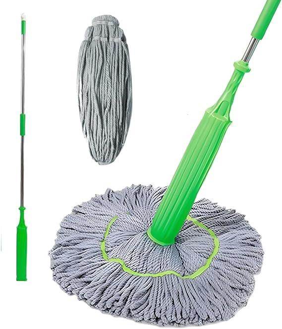 2 in 1 Dehydrated Floor Cleaning Mop || Self-Wringing Floor Mop || 360 Rotatable Adjustable Cleaning Mop, || Microfiber Mop Wet and Dry for Bathroom/Offfice/Home/Outdoor (Green)