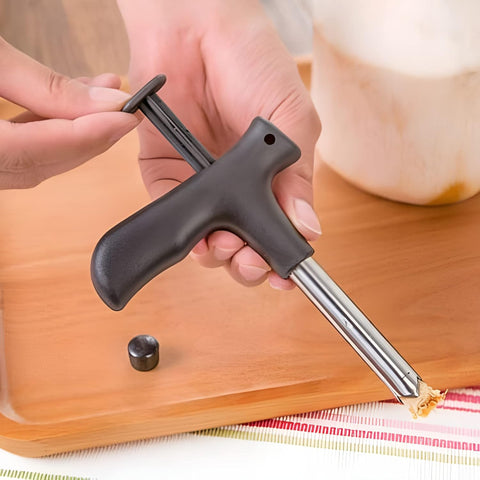 Coconut Opener - Stainless Steel Coconut Drill Cutter | Easy Coconut Cracking Tool for Fresh Coconut Water with Cleaning Stick (1PC)