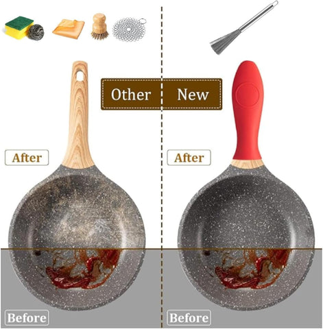 Steel Scrubber Brush with Handle for Kitchen, Pan, Pot, Wok, and Dishes Cleaning