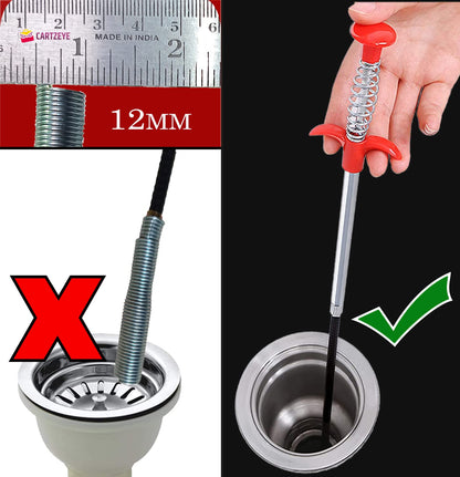 Stainless Steel Hair Catching Claw Drain Cleaner Tool, 5ft Spring Wire Dredge Stick for Kitchen and Bathroom