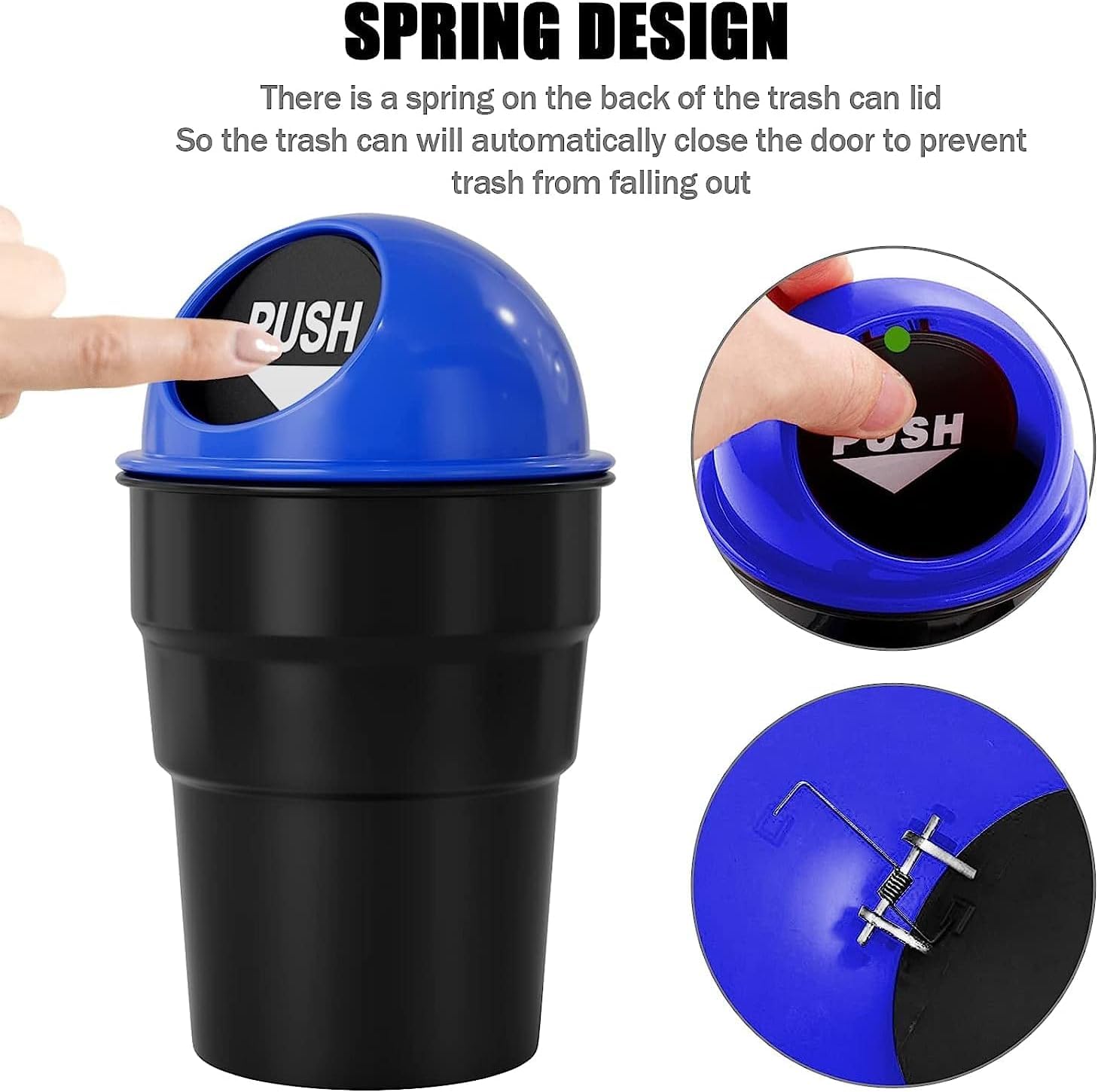 Portable Mini Car Dustbin/Trash Bin – Compact Car Garbage Can for Cup Holder, Travel & Storage (Black)