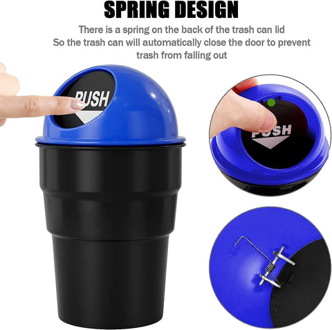 Portable Mini Car Dustbin/Trash Bin – Compact Car Garbage Can for Cup Holder, Travel & Storage (Black)