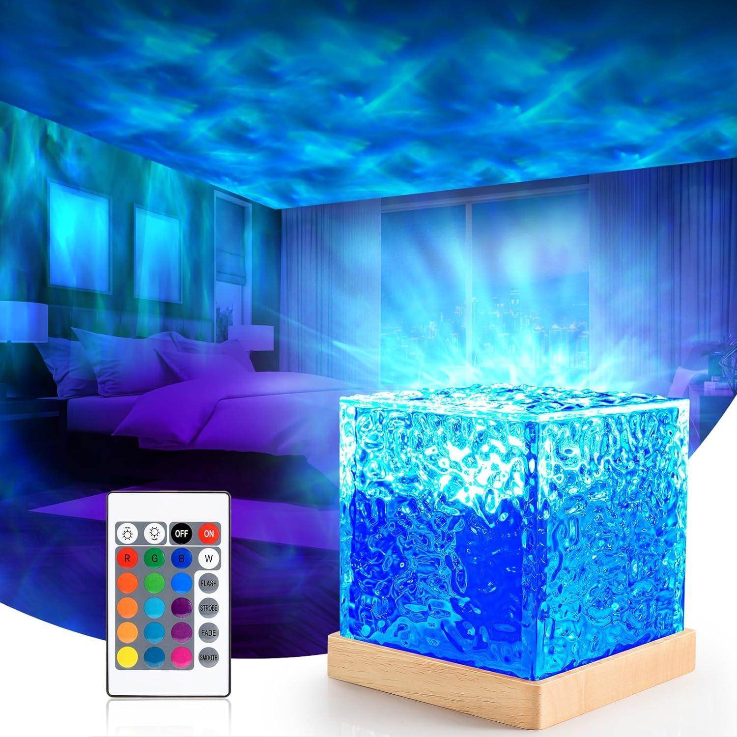 Gardino Ocean Wave, Romantic Warm Ocean Wave Water Night Light Projector 3D Water Wave Effect, Romantic LED Light Projector Projection Lamps