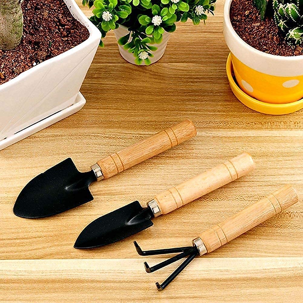 3-Piece Gardening Tool Set: Mini Hand Cultivator, Small Trowel & Garden Fork for Home Gardening