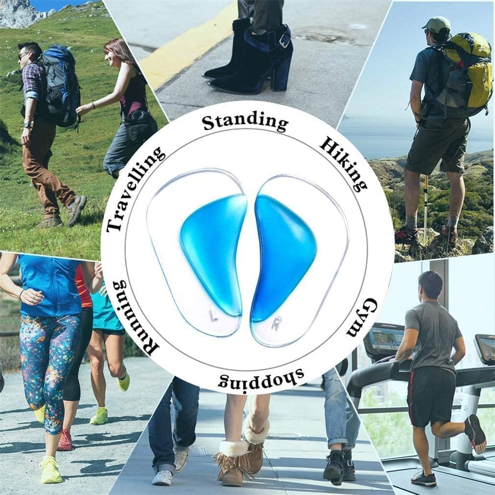 Silicone Gel Orthopedic Arch Support Pad for Heel Pain, Plantar Fasciitis & Flat Feet, Pair
