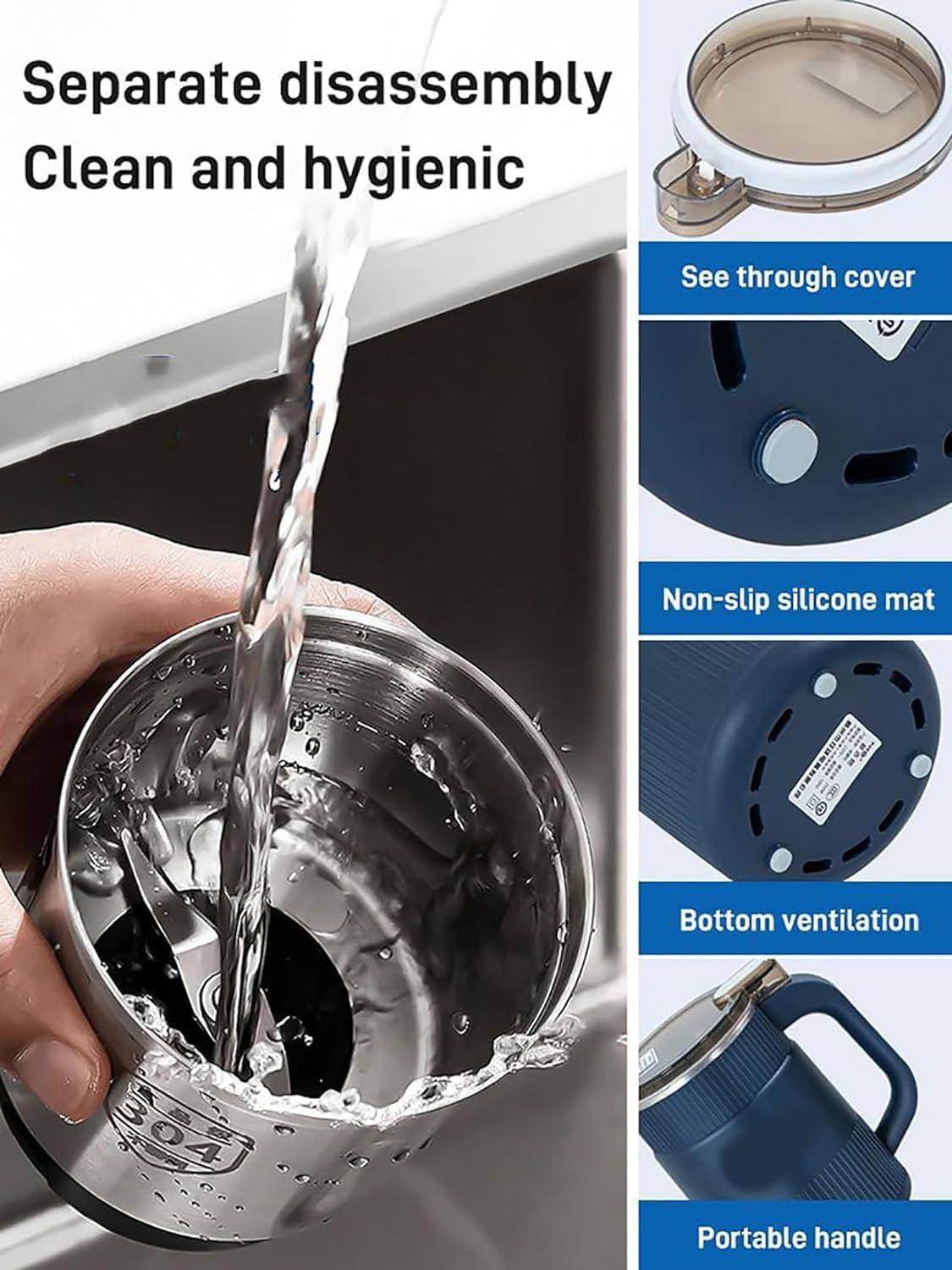 Portable Electric Spice Grinder with Handle | Stainless Steel Grain Mill for Coffee Beans, Spices & Cereals