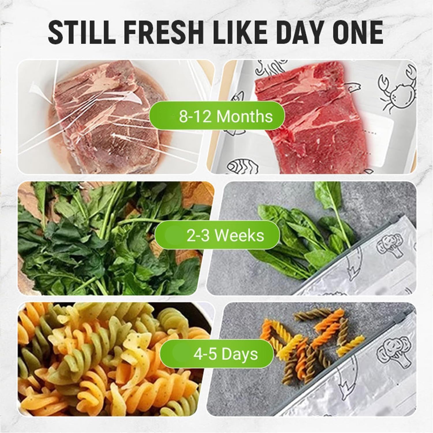 10 PCS Reusable Aluminum Food Storage Bags | Stand-Up Foil Zip Lock Pouches | Leakproof & Resealable Fresh-Keeping Bags for Vegetables, Fruits, Snacks & Meat