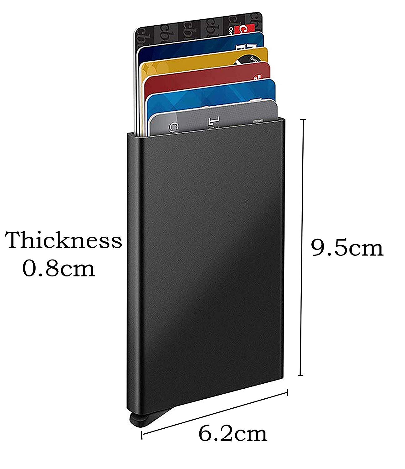 Black RFID Blocking Aluminium Pop-Up Card Holder – Secure Debit/Credit/ATM Wallet for Men & Women