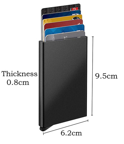 Black RFID Blocking Aluminium Pop-Up Card Holder – Secure Debit/Credit/ATM Wallet for Men & Women