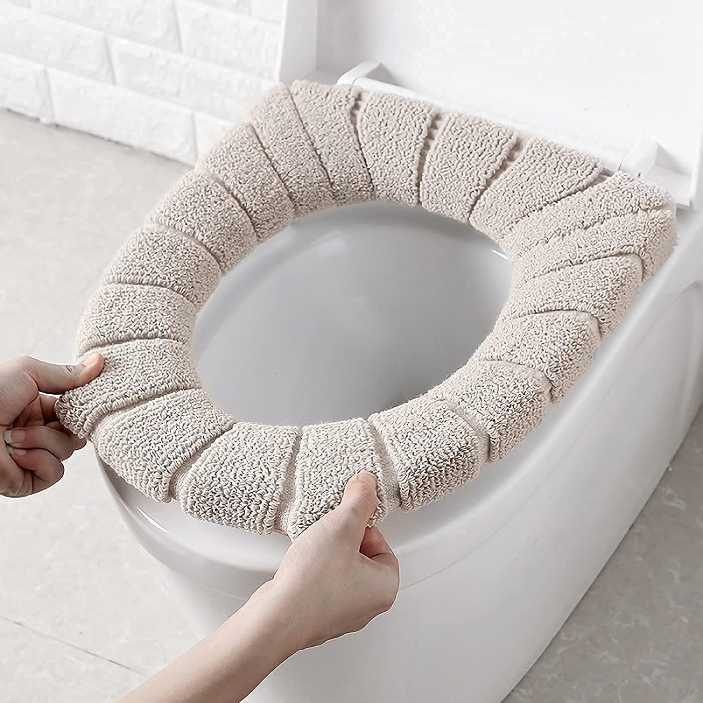 Washable Soft Warmer Toilet Seat Cover, Cushion Mat, and Lid Cover Pads | Stretchable, Easy Installation Toilet Seat Covers (Pack of 1)