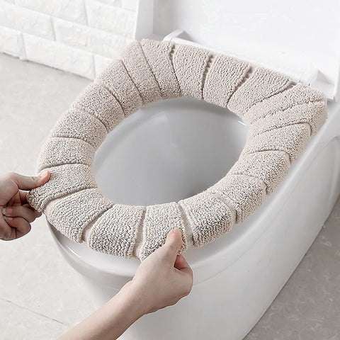 Washable Soft Warmer Toilet Seat Cover, Cushion Mat, and Lid Cover Pads | Stretchable, Easy Installation Toilet Seat Covers (Pack of 1)
