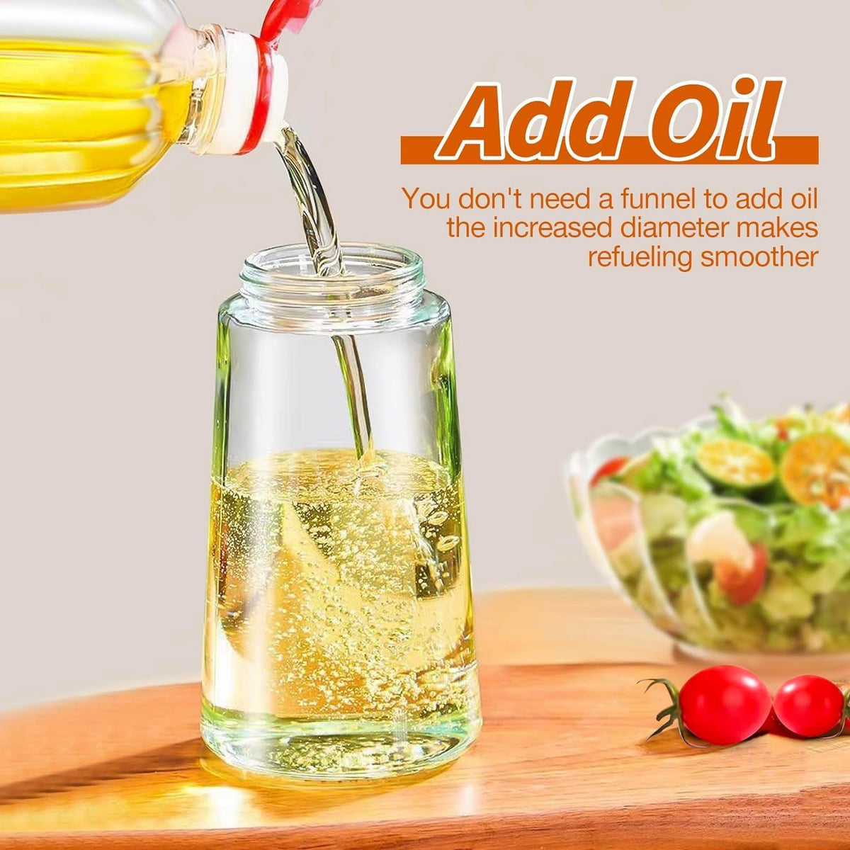 2-in-1 Glass Oil Sprayer and Dispenser Bottle with Premium Nozzle – Multi-Color Oil Dispenser and Sprayer (500 ML)
