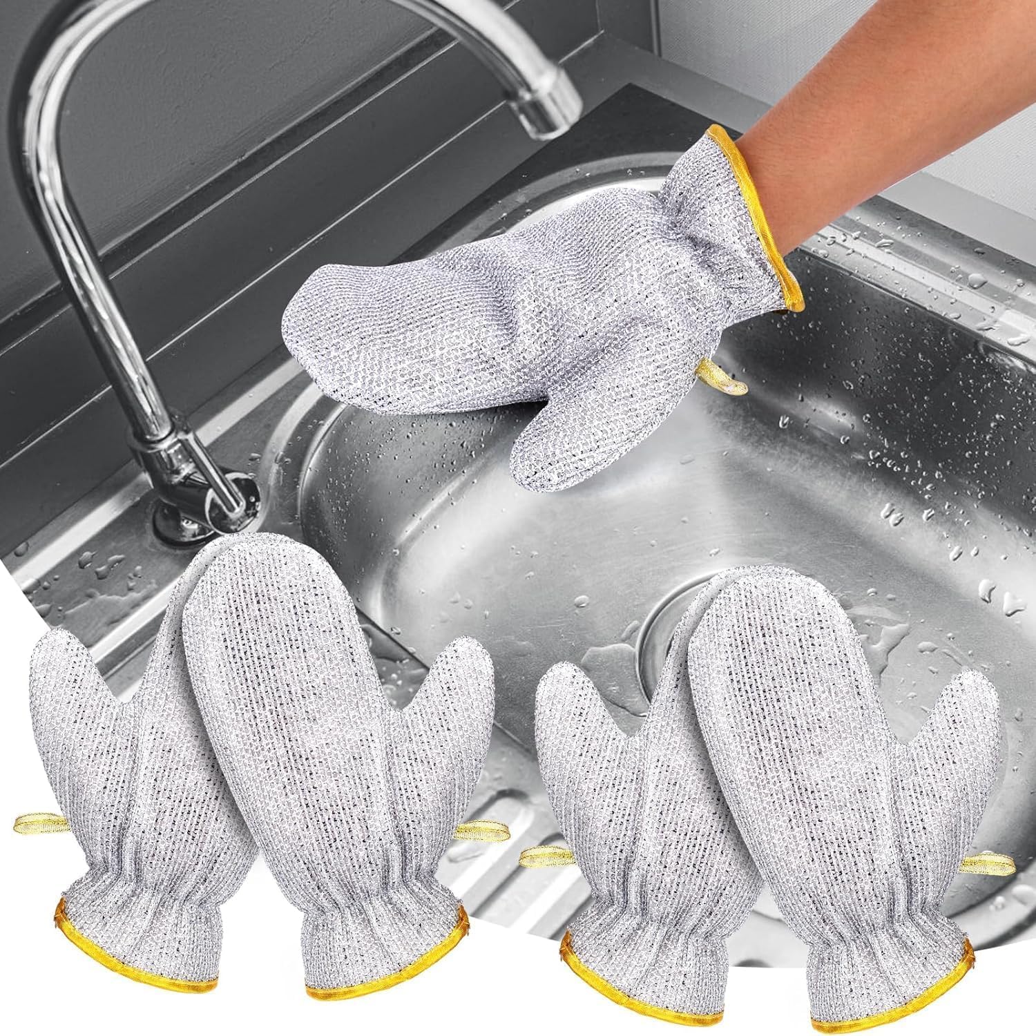 Dishwashing Cleaning Gloves – Waterproof & Durable Reusable Kitchen Gloves for Washing Dishes, Skin-Friendly, Anti-Hot, One Size (One Pair)