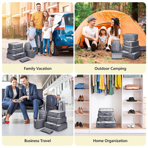 7 Pcs Travel Organizer Pouch Set | Packing Cubes for Clothes, Shoes, Toiletries, and Cosmetics | Space-Saving Travel Bags for Organized Packing