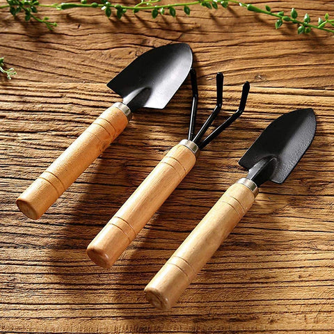 3-Piece Gardening Tool Set: Mini Hand Cultivator, Small Trowel & Garden Fork for Home Gardening