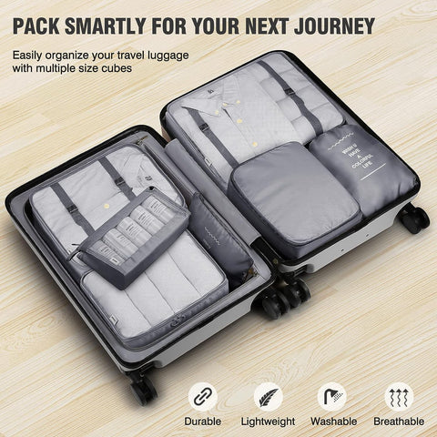 7 Pcs Travel Organizer Pouch Set | Packing Cubes for Clothes, Shoes, Toiletries, and Cosmetics | Space-Saving Travel Bags for Organized Packing