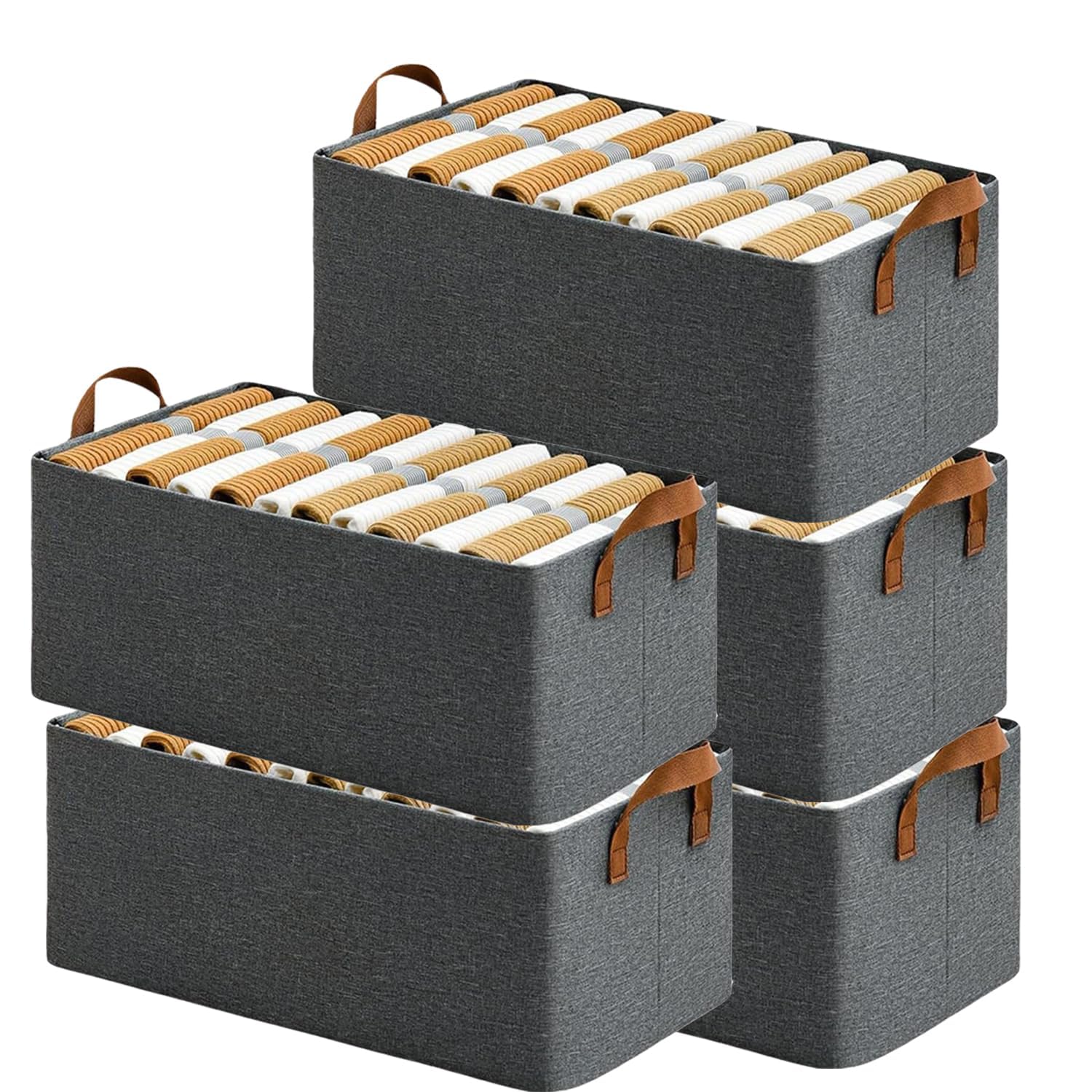 Gardino Collapsible Fabric Storage Cubes Organizer with Handles Foldable Storage Baskets for Organizing Toys, Books, Shelves, Closet, Large Storage Box with Handles