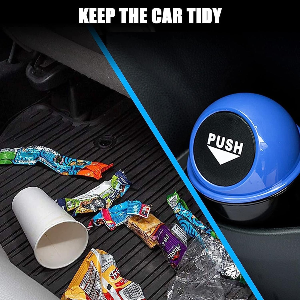 Portable Mini Car Dustbin/Trash Bin – Compact Car Garbage Can for Cup Holder, Travel & Storage (Black)