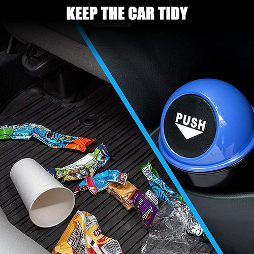 Portable Mini Car Dustbin/Trash Bin – Compact Car Garbage Can for Cup Holder, Travel & Storage (Black)