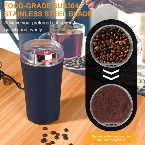 Gardino Electric Coffee Grinder | 200W Stainless Steel Blades | Multifunctional & Portable Grinder for Coffee Beans, Spices & Nuts