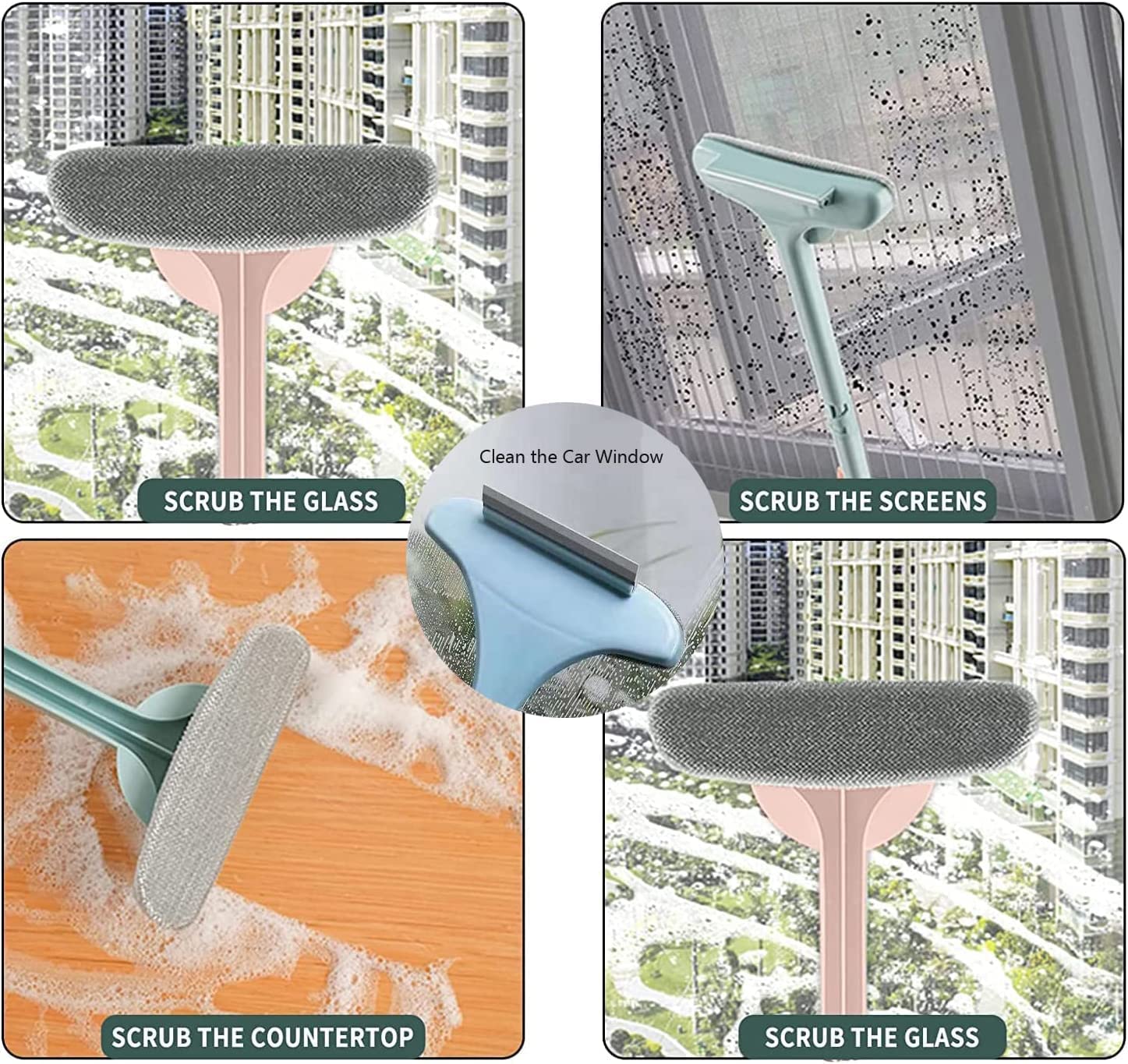 Multifunctional 2-in-1 Screen & Window Cleaning Brush with Extended Handle