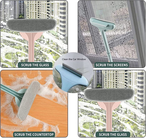 Multifunctional 2-in-1 Screen & Window Cleaning Brush with Extended Handle