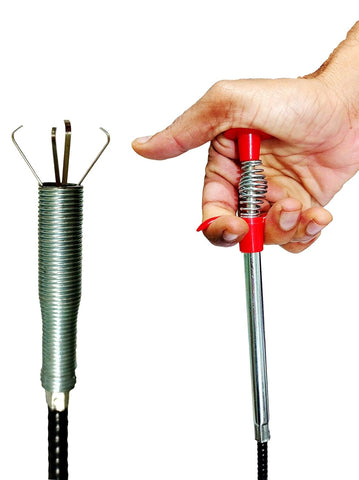 Stainless Steel Hair Catching Claw Drain Cleaner Tool, 5ft Spring Wire Dredge Stick for Kitchen and Bathroom