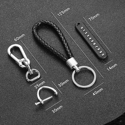 Anti-Lost Car Keychains With Phone Number Tag Metal Keychain Double Pendant Keyring For Car, Bike, Office Home, Black