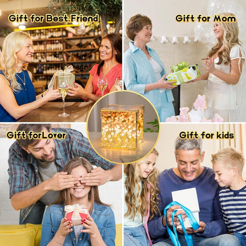 GARDINO Infinity Mirror Tulip Cube LED Lamp - 20 LED Flower Lights, Dual-Purpose Tabletop & Mirror Decor