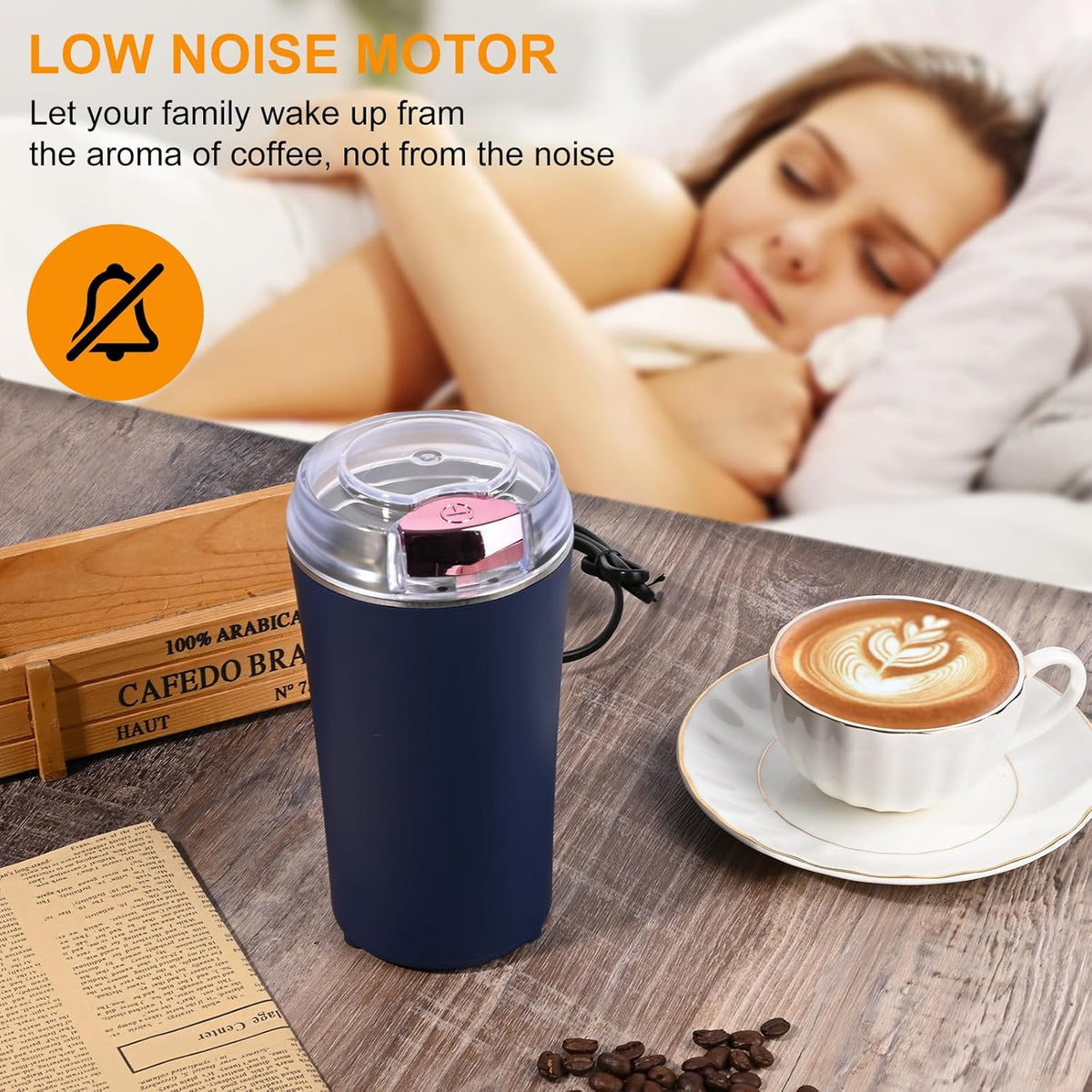 Gardino Electric Coffee Grinder | 200W Stainless Steel Blades | Multifunctional & Portable Grinder for Coffee Beans, Spices & Nuts