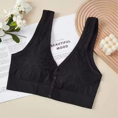 Plus Size Front Open Wireless Floral Bra – Soft Cotton Comfort for Women