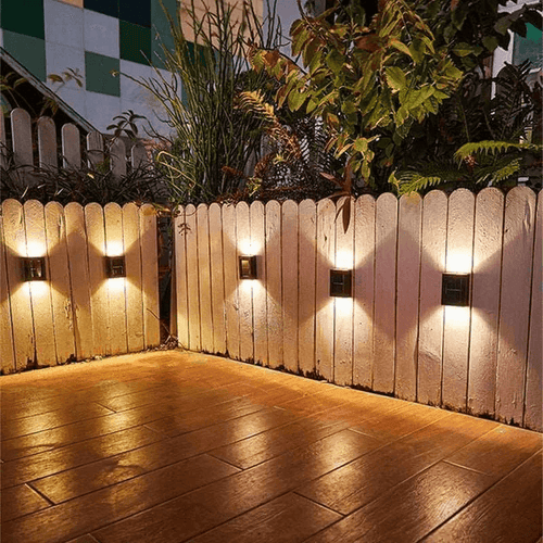 Solar Solar Wall Light Exterior Porch Lights Fence Fixture Deck Patio Decor Water Resistant Modern Sconce for Outdoor Backyard Garden (Pack of 1)