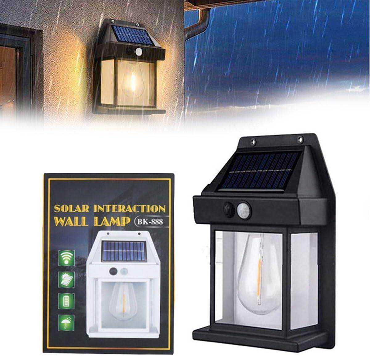 Solar Wall Lights Outdoor, Wireless Outdoor Solar Lamp Fixture, Solar Wall Lantern with 3 Modes & Motion Sensor, Waterproof Exterior Lighting (Home Lamp 1 PCS )