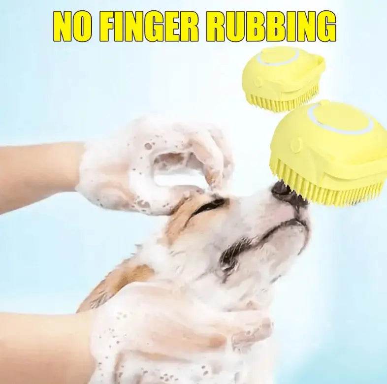 Cute Dog Bath Brush with Soap Dispenser | Soft Silicone Pet Grooming Tool