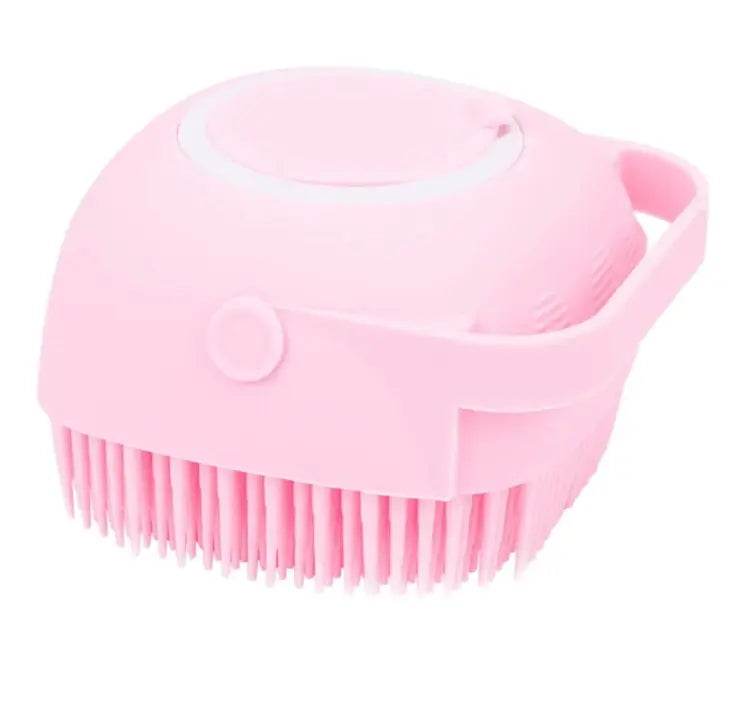 Cute Dog Bath Brush with Soap Dispenser | Soft Silicone Pet Grooming Tool