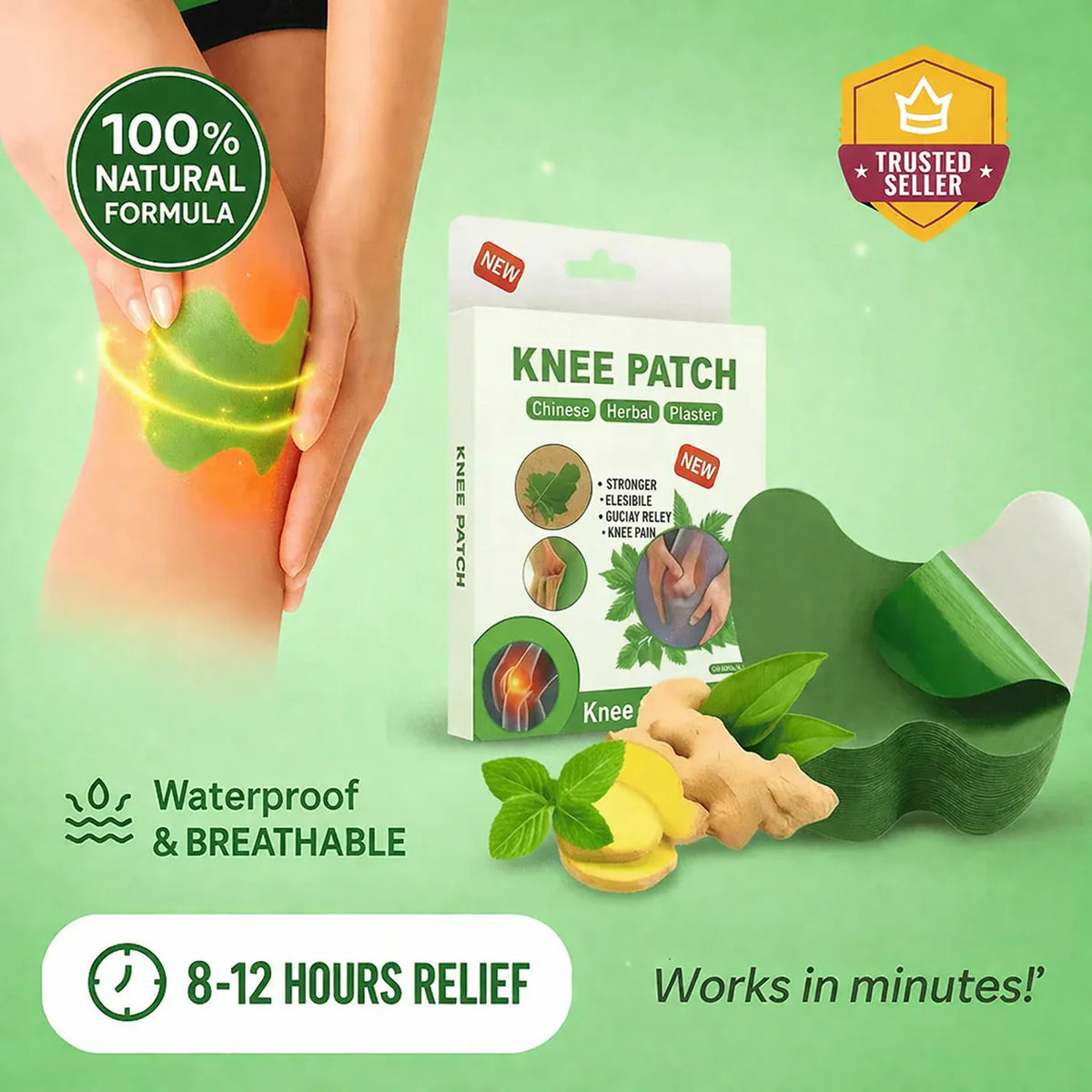Herbal Knee Pain Relief Patch – Original & Organic Instant Joint Pain Relief